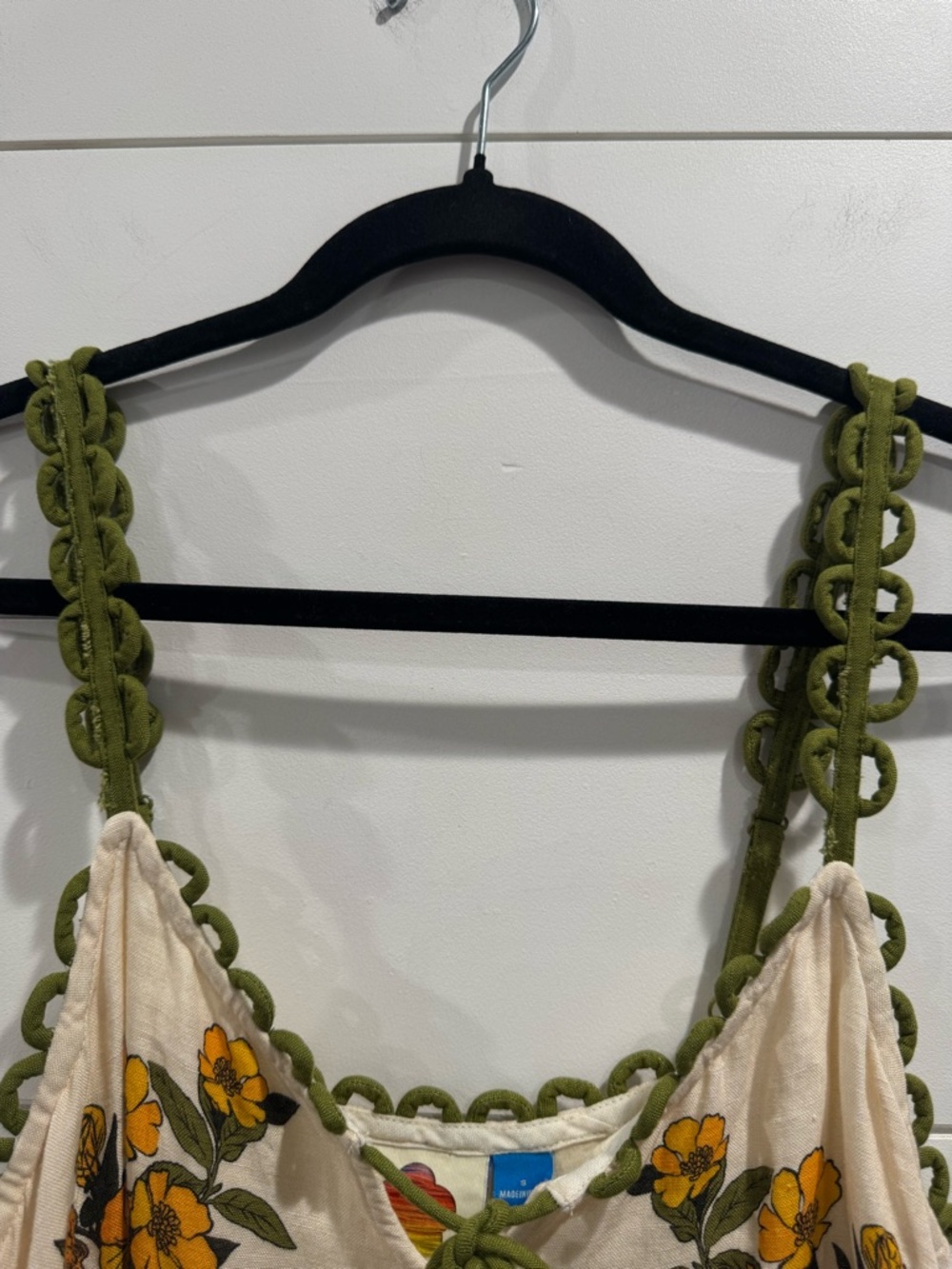 Farm Rio v neck A line cream yellow green floral maxi dress - Picture 6 of 13